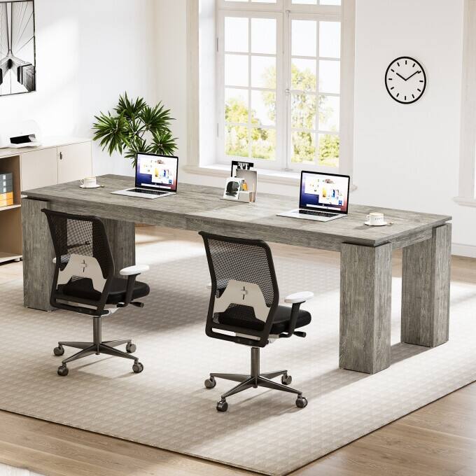 86-Inch Double Computer Desk, Wood Two Person Desk for Home Office