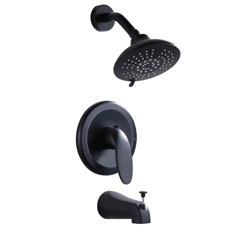 WOWOW Single Handle 5-Spray Tub and Shower Faucet (Valve Included) - Matte Black