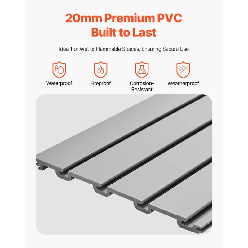 8 x 4 Feet Wall Paneling PVC Garage Slatwall with Accessories Suitable for Both Indoor and Outdoor Use