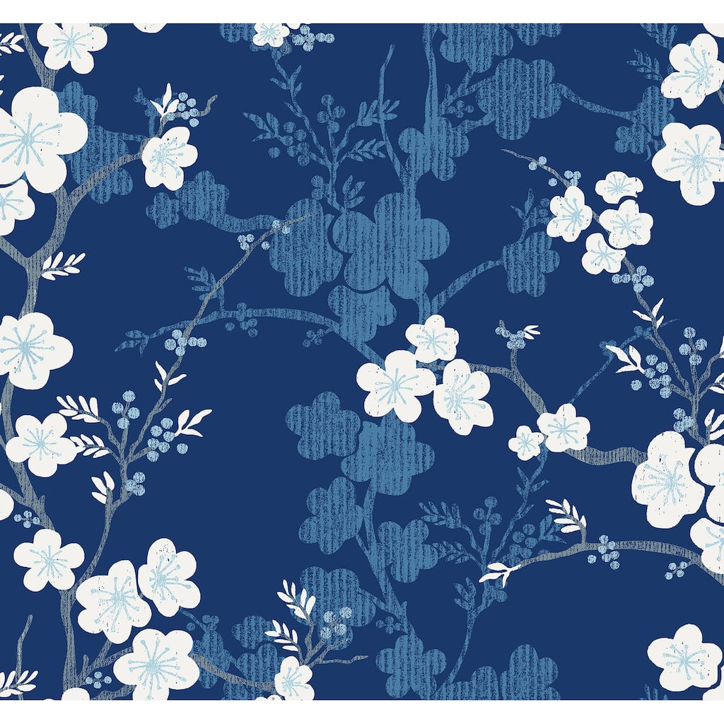 A-Street Prints Nicolette Navy Floral Trail Wallpaper