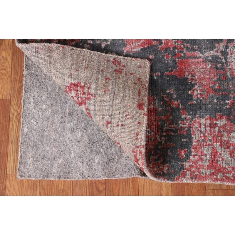 Pink Abstract Area Rug Handmade Contemporary Wool Carpet - 5'1"x 8'3"