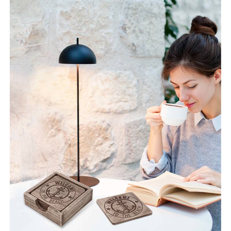 CoTa Global Driftwood Anchor Coasters Set of 6 - Handmade Colors Vary - 4.9Lx4.9Wx1.5H inches