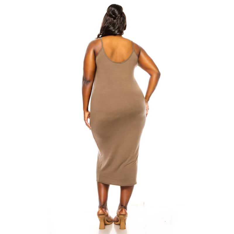 L I V D Women's Plus Size Jennie Spaghetti Strap Midi Dress