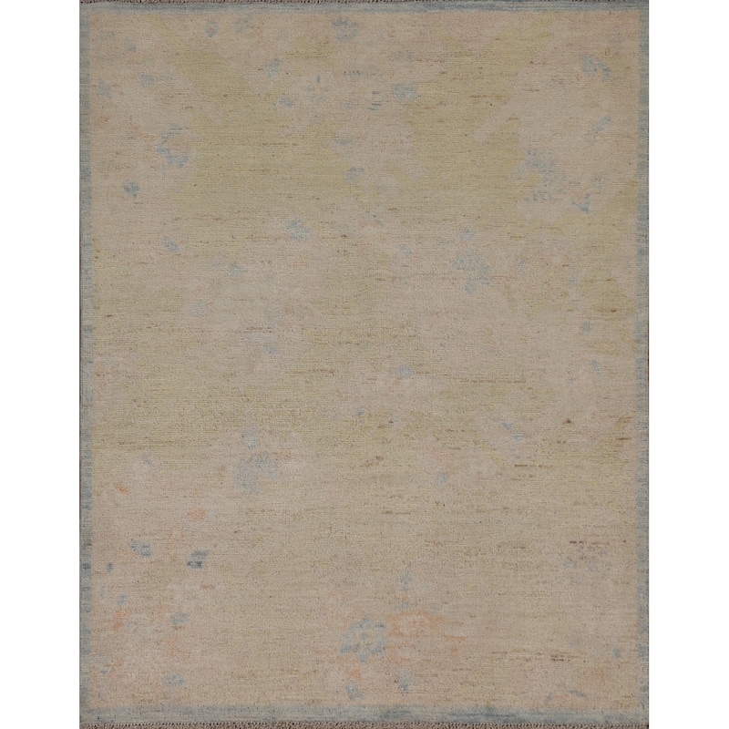 Muted Geometric Art Deco Oriental Area Rug Hand-knotted Wool Carpet - 3'10" x 4'11"