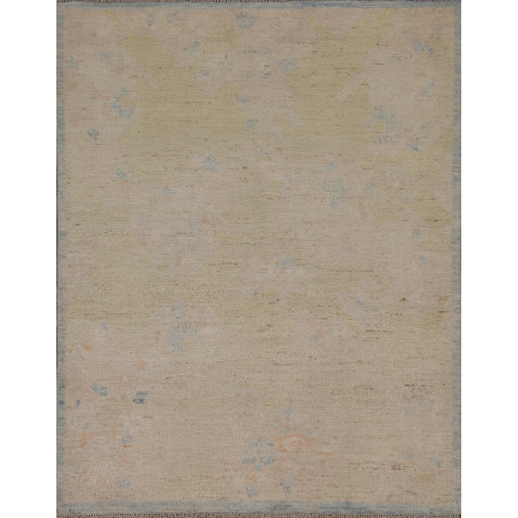 Muted Geometric Art Deco Oriental Area Rug Hand-knotted Wool Carpet - 3'10" x 4'11"