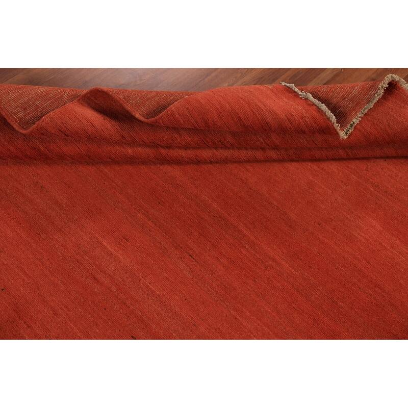 Striped Orange Gabbeh Modern Area Rug Hand-Knotted Wool Carpet - 6'6" x 9'10"