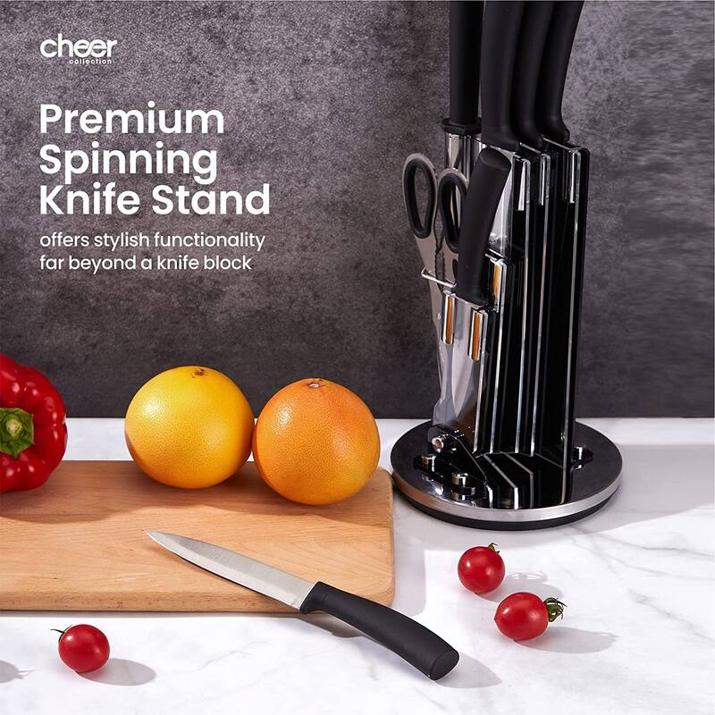 Cheer Collection Chef Knife Set (7 Piece) with Rotating Stand