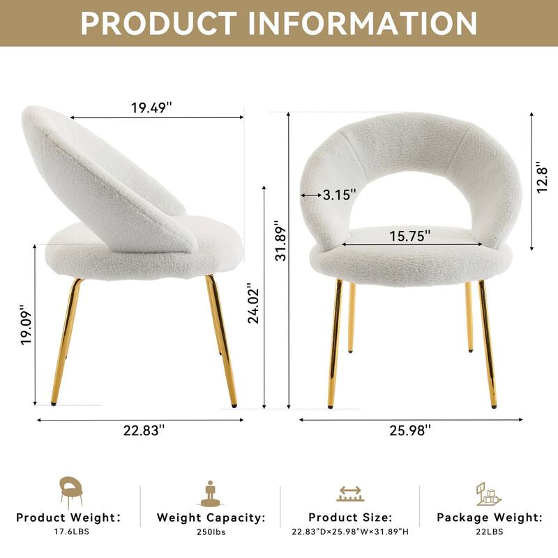 Teddy cloth dining chair with metal legs