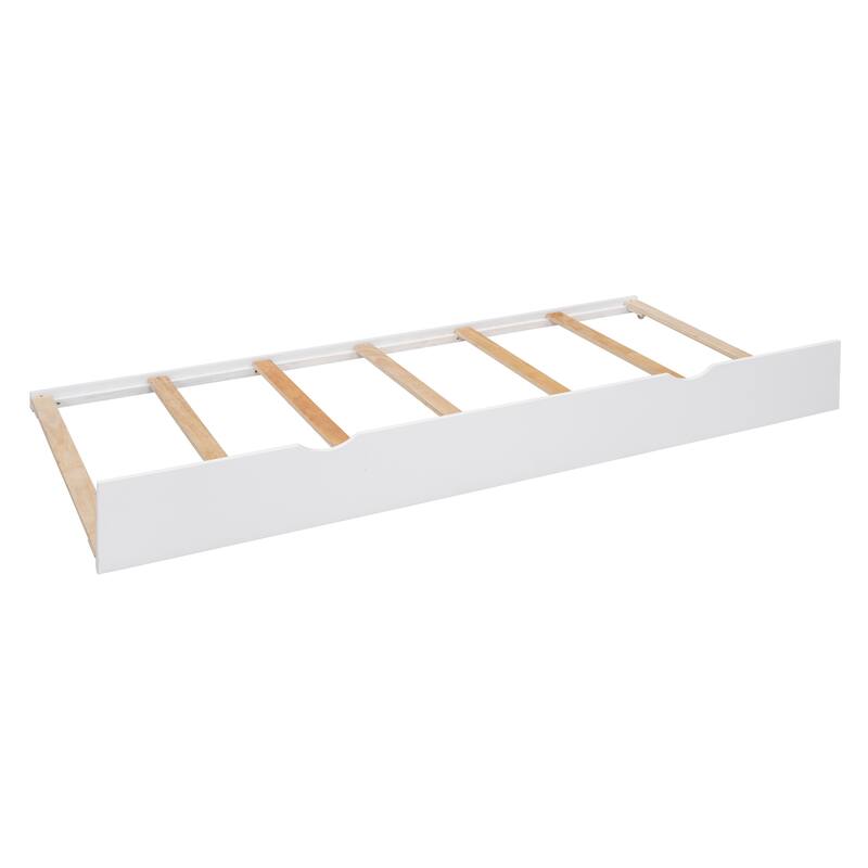 Queen Bed Frame with Pull-out Bed, Sockets & White Bookcase Headboard