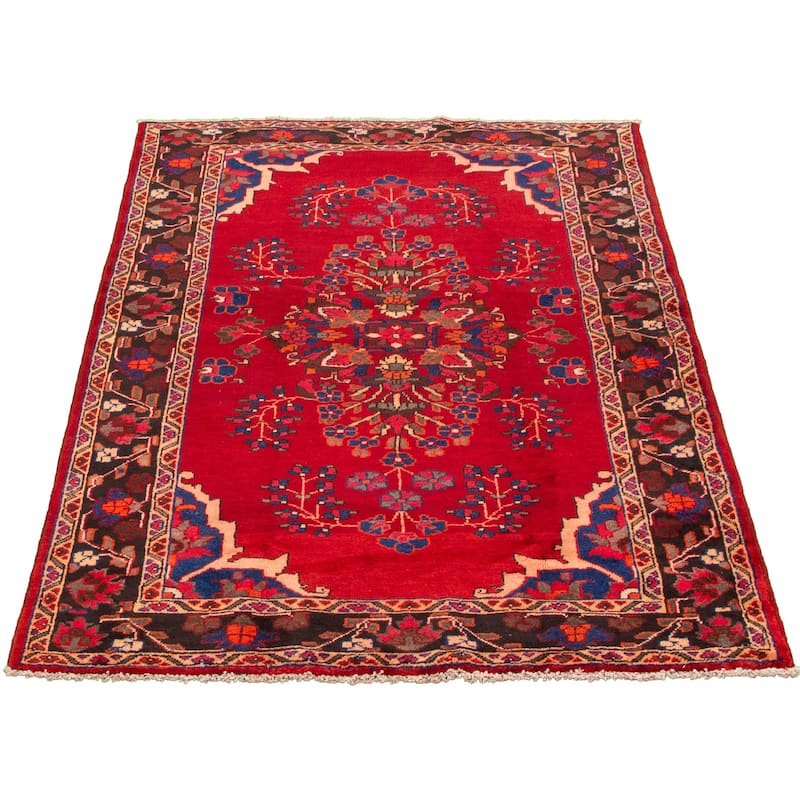 Hand-knotted Caucasus Kula Red Wool Rug - 4'9 x 7'7/4'9" x 7'7"
