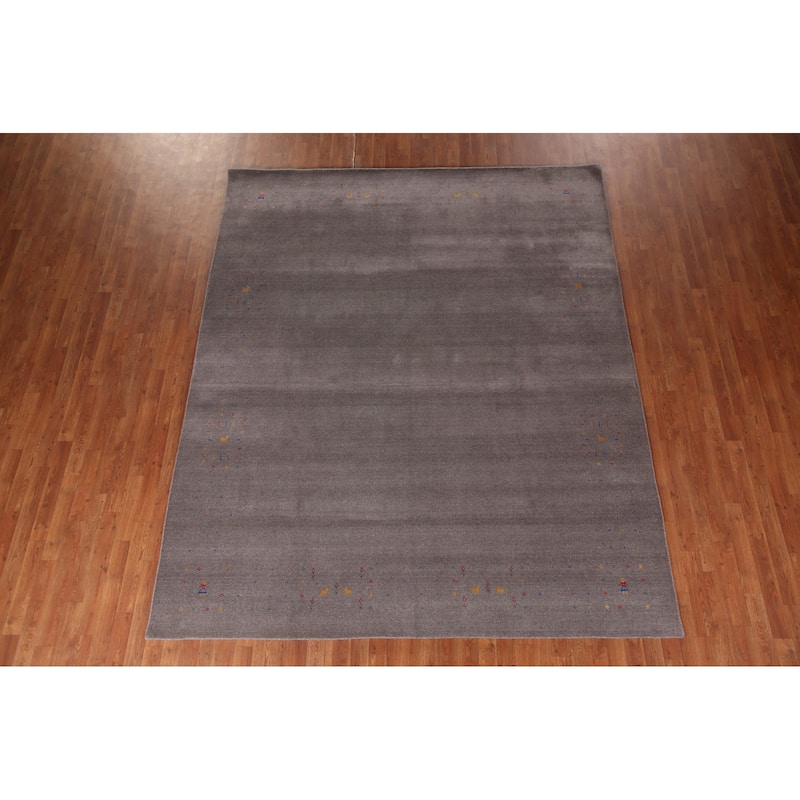 Gray Gabbeh Indian Area Rug Handmade Tribal Wool Carpet - 8'3" x 10'0"