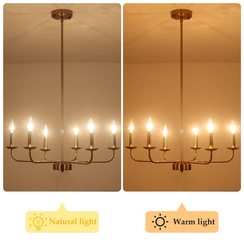 24.01 in. Modern Farmhouse Chandelier , 6-Light French Country Chandelier for Dining Room Living Room Bedroom Kitchen