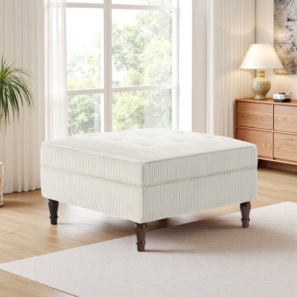 Corduroy Flip Top Dual-Use Storage Ottoman Coffee Table