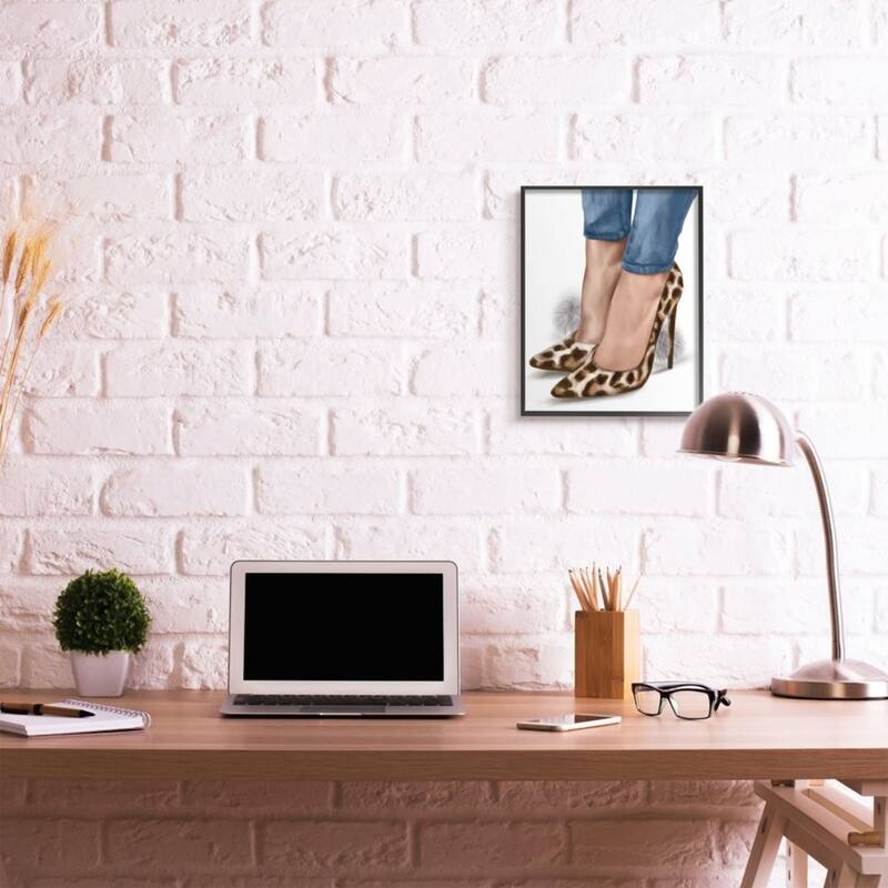 Stupell Fashion Animal Print Heels with Pom Poms Framed Wall Art