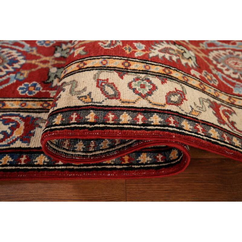 Red Kazak Runner Rug Hand-Knotted Hallway Wool Carpet - 2'1" x 6'1"