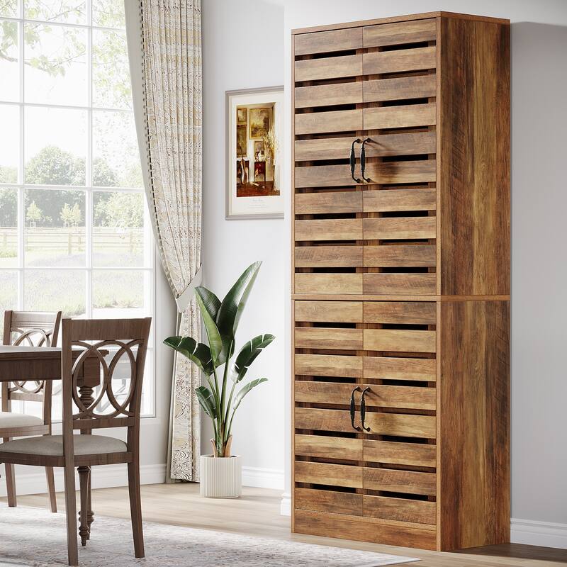 70.8" Tall Kitchen Pantry Cabinet, 9-Tier Kitchen Storage Cabinet - Brown
