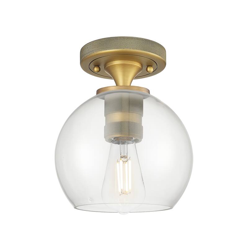 Innovations Lighting Downtown Urban - Crown Point - 1 Light 6" Athens Flush Mount - Clear/Brushed Brass
