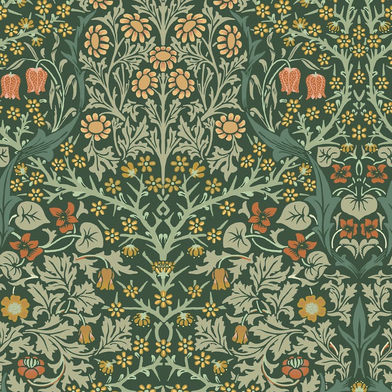 William Morris Blackthorn Deep Green Wallpaper