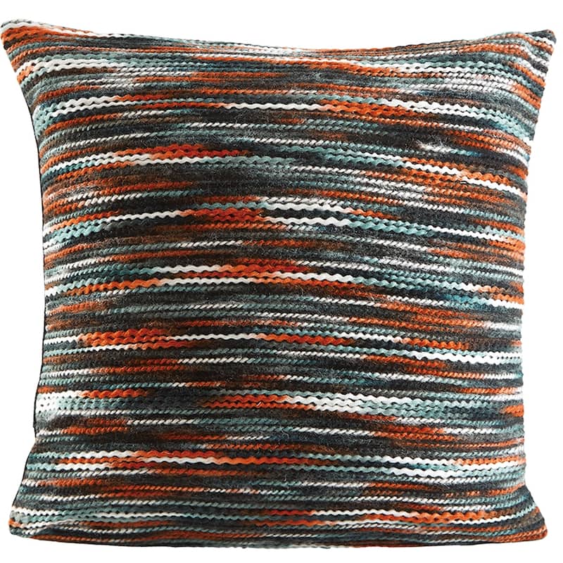 Violet Linen Chenille Accentuation Exotic Stripes Pattern, 18 Inch x 18 Inch, Square, Decorative Accent Throw Pillow Cover - Rust