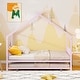 preview thumbnail 2 of 13, Pink Twin Size Metal House Bed with Trundle & Roof