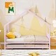 preview thumbnail 56 of 62, Twin/Full Size Metal Platform Bed Frame with Twin Size Trundle, Kids House Bed with Headboard and Footboard