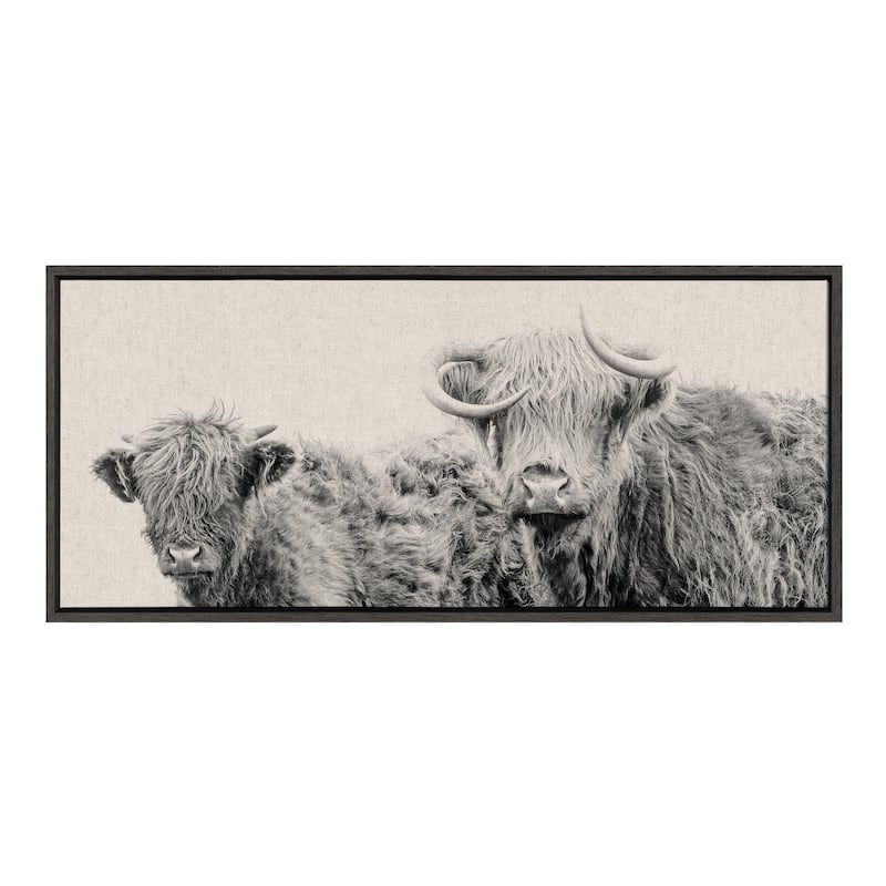 Kate and Laurel Sylvie 2 Cow Linen Canvas by Creative Bunch Studio