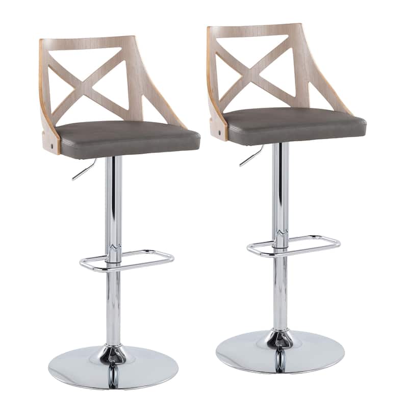 The Gray Barn Charlotte Adjustable Bar Stool with Rounded Rectangular Footrest (Set of 2)