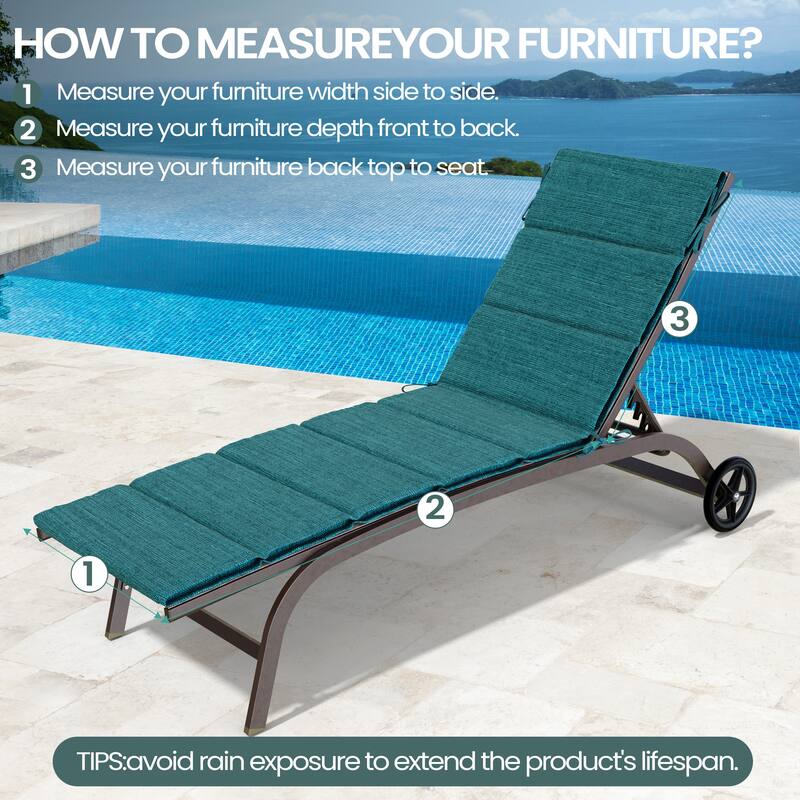 Pellebant Outdoor Patio Chaise Lounge Cushion Lounger Pad