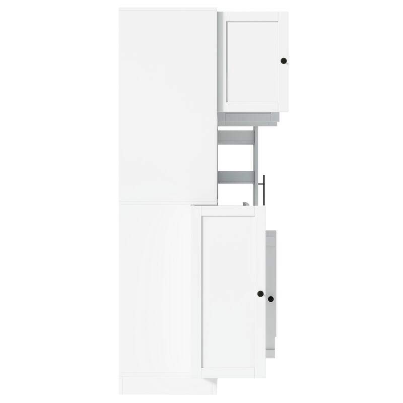 Freestanding Kitchen Pantry Storage Cabinet Cupboard with Pull-Out Side Cabinet