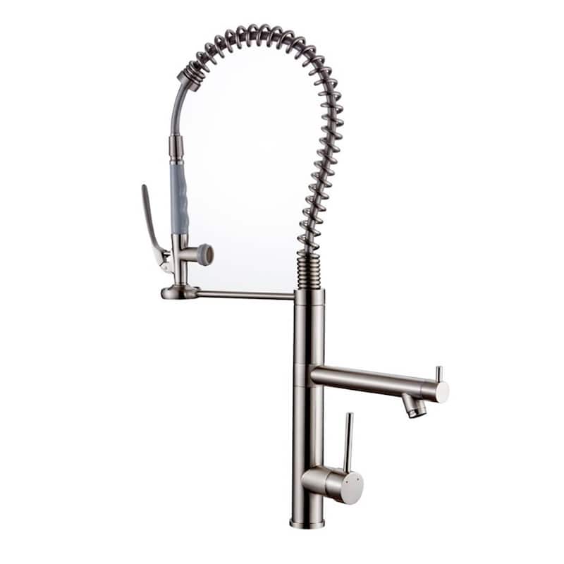 Commercial Pull Down Kitchen Sink Faucet Brushed Nickel Modern Single Handle Kitchen Faucets With Sprayer One Hole Basin Taps