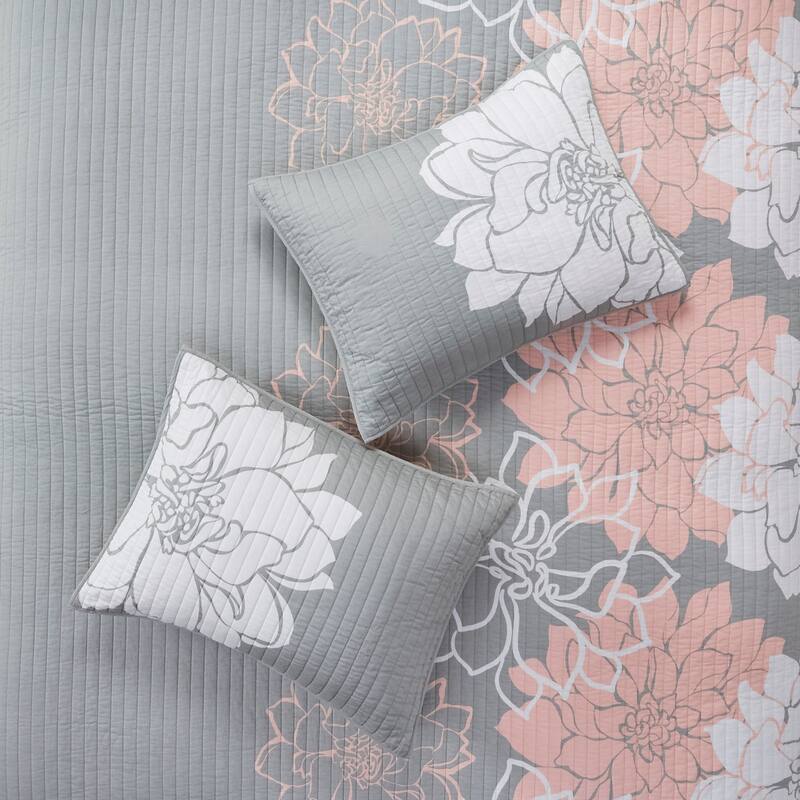 GDF Studio - Lola Printed Cotton Reversible Quilt Set with Throw Pillows