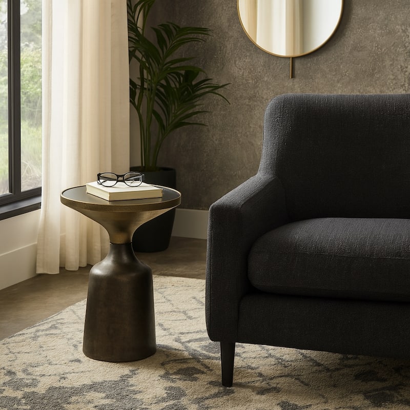 Metal Geometric Base End Table Marble Top - Green, 20 in. - 15" x 15" x 20"