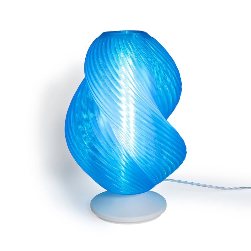 Vega 13.5" Mid-Century Coastal Plant-Based PLA 3D Printed Dimmable LED Table Lamp, by JONATHAN Y - Clear Blue/White
