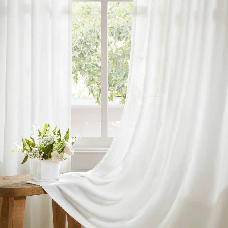 2 PCS Rod Pocket with Back Tab Privacy Curtain Pair White