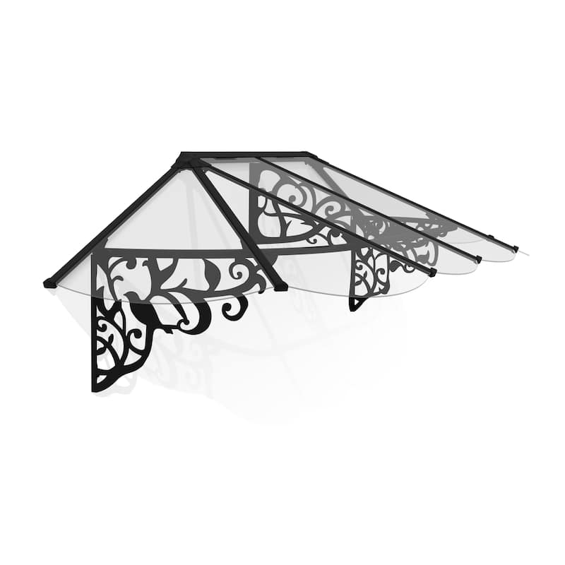 Lily 3 ft. Black/Clear Door and Window Awning