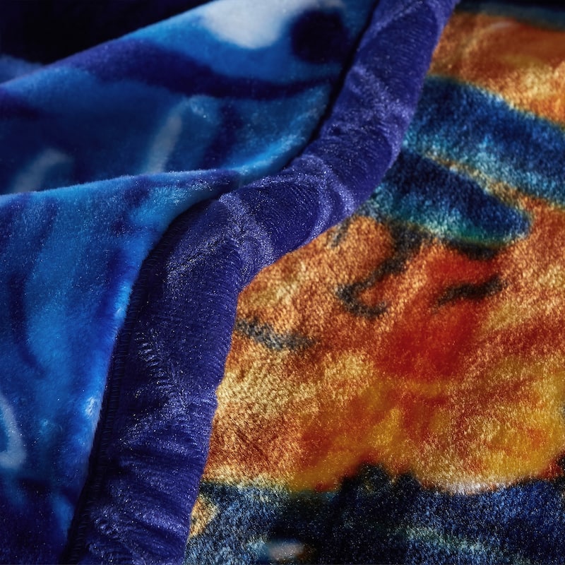 2 Ply A&B Printed Raschel Bed Blanket 85" x 95"-10 Pounds