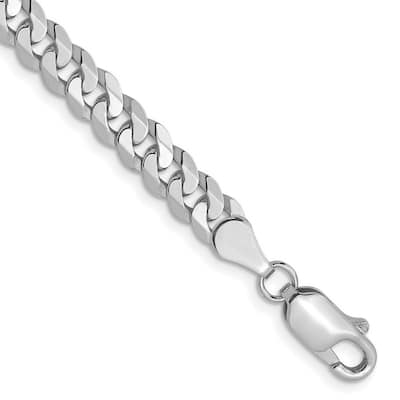 Curata 14k White Gold 4.5mm Flat Curb Chain Bracelet