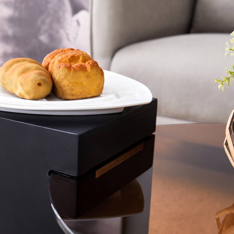 GDFStudio Kaelis Tempered Glass Coffee Table with Detachable Double-Layer Design