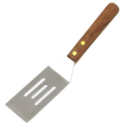 Chef Craft 8" Select Stainless Steel Slotted Wooden Handle Mini Cookie Spatula Turner