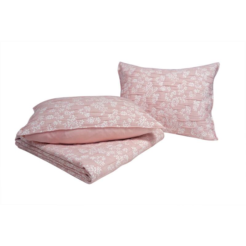 CEDAR COURT Annabella Floral Rose Blush Soft Matelasse Jacquard Quilt Set