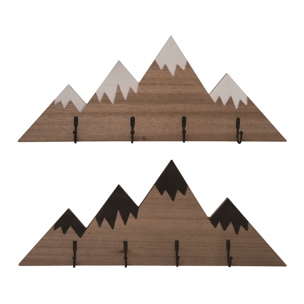 Transpac MDF Mountain Wall Hook Decor Set of 2 Spring Home Decorations