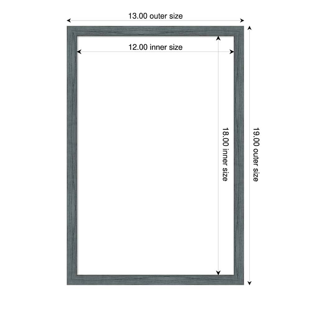 Amanti Art Dixie Blue Grey Rustic Narrow Framed Dry Erase Magnetic Board