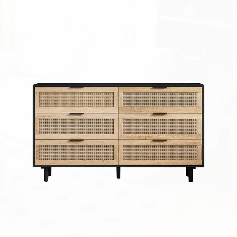6-Drawers Rattan Storage Cabinet Rattan Drawer
