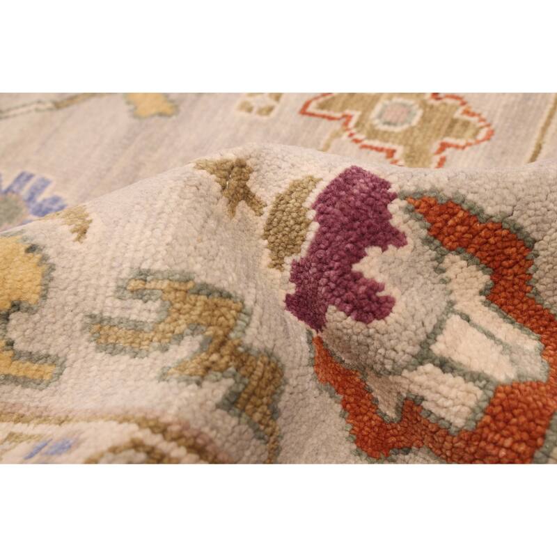 ECARPETGALLERY Hand-knotted Modern Oushak Light Grey Wool Rug - 7'10 x 9'10