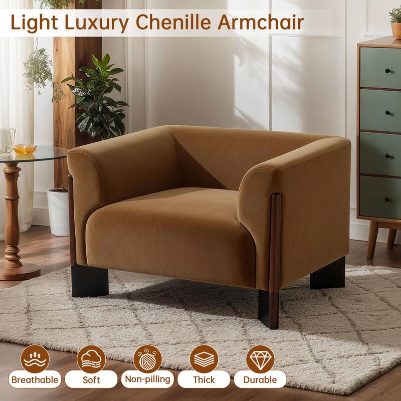 Upholstered Nordic Wide Seat Tuxedo Arms Barrel Chair Set of 2