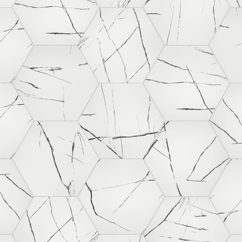 Merola Tile Visium Hex White 17-1/8" x 19-3/4" Porcelain Floor and Wall Tile