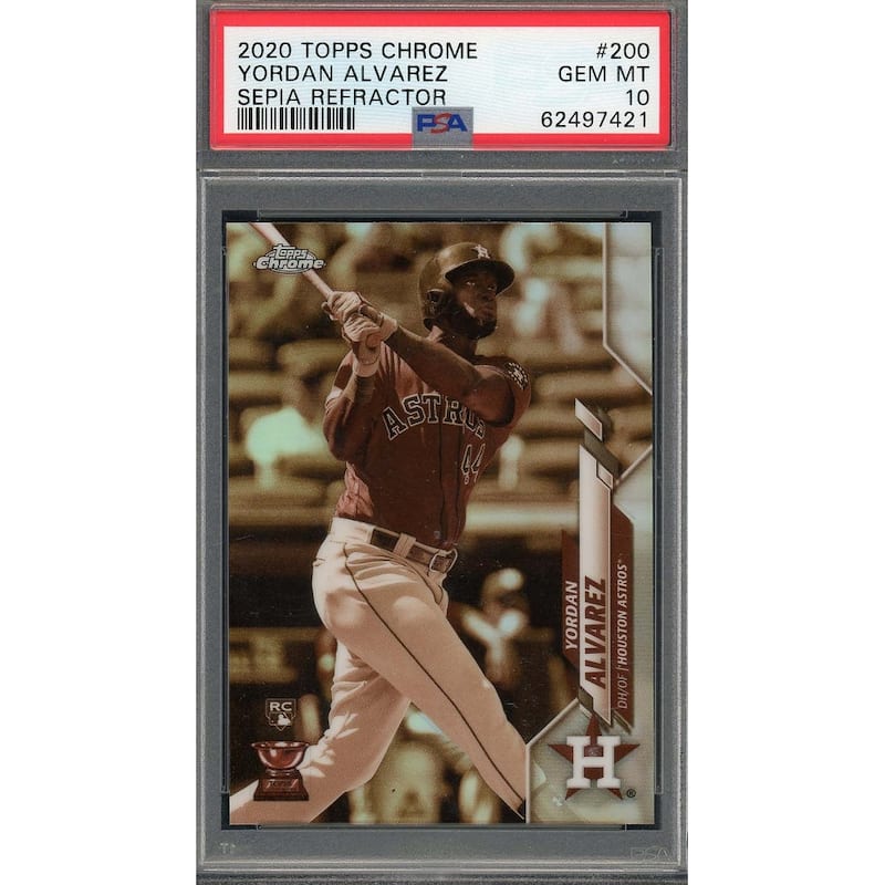 Yordan Alvarez 2020 Topps Chrome Sepia Refractor Rookie Card #200 Graded PSA 10 - 8'6" x 11'6"