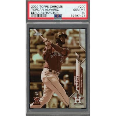 Yordan Alvarez 2020 Topps Chrome Sepia Refractor Rookie Card #200 Graded PSA 10 - 8'6" x 11'6"