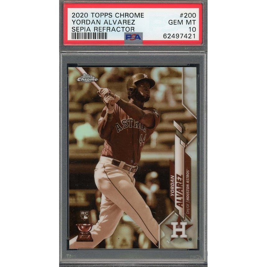 Yordan Alvarez 2020 Topps Chrome Sepia Refractor Rookie Card #200 Graded PSA 10 - 8'6" x 11'6"