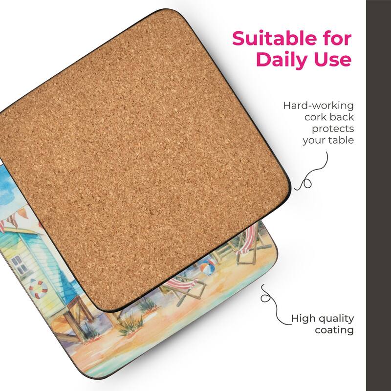 Portmeirion Beach Huts Coasters, Set of 6